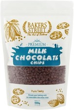 Milk Chocolate Chips 500g for Topping & All Baking Premium Quality Bakers Street