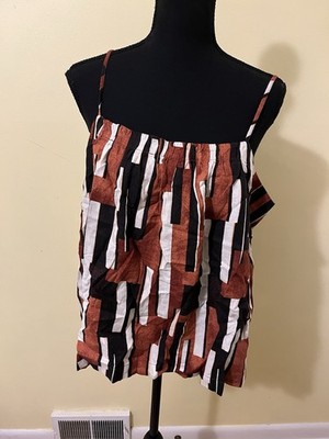SALE! Treasure & Bond Ivory Jana Stripe Reversible Crop Tank Top size L linen bl