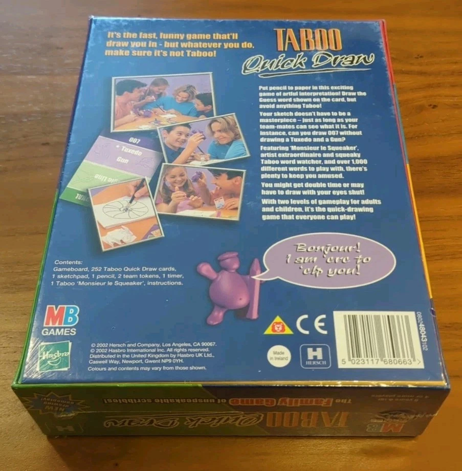 NEW MB GAMES TABOO QUICK DRAW FAMILY GAME NEW DRAWING GAMEPLAY CONTENTS SEALED - Image 2 of 2