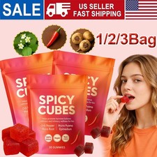Spicy Cubes Hot Peach Gummies With Chili Pepper, Maca Root And Muira Puama