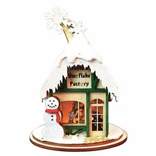 Old World Christmas Ginger Cottages Wooden Ornament, Santa's Snowflake Factory