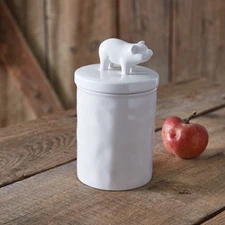 Small Piglet Canister, 8-inch Height, Ceramic, Jar, Food Container, Kitchen O...