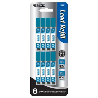 BAZIC 20ct Mechanical Pencil Leads 0.7mm Refill for Automatic Pencils 8pk