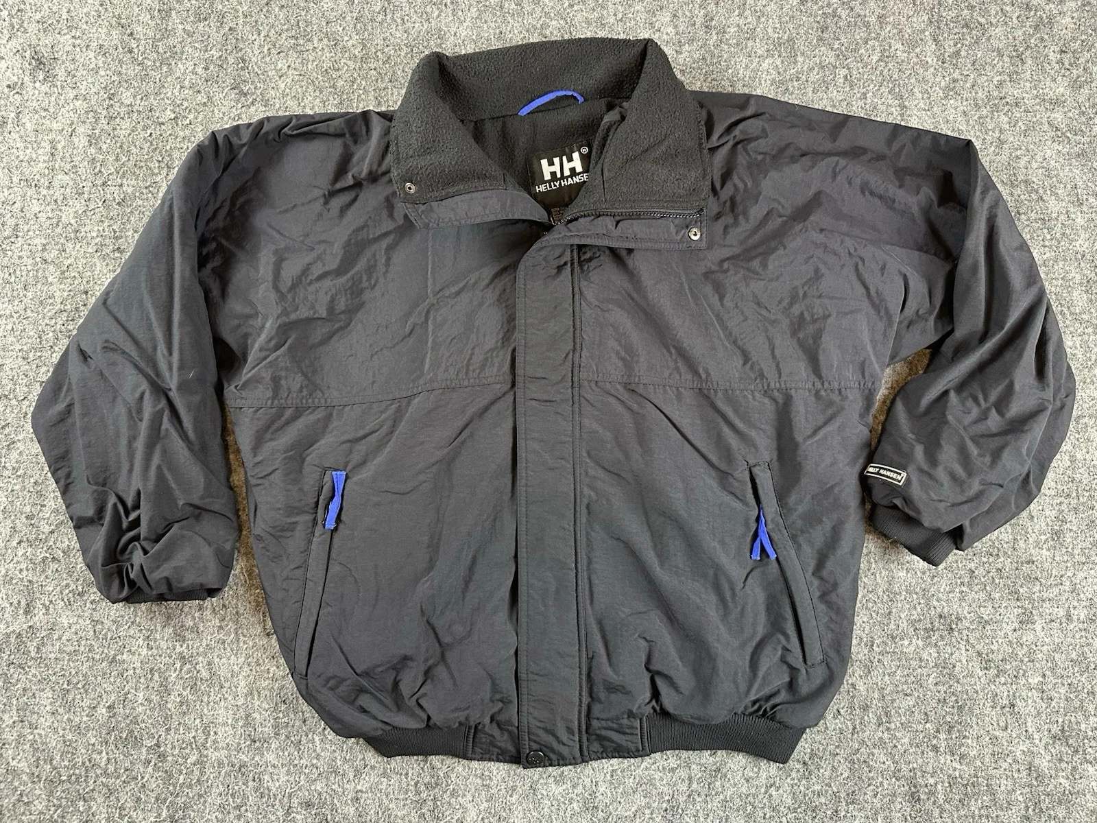 Vintage Helly Hansen Jacket Mens Small Black Fleece Lined Bomber Jacket Ski Snow