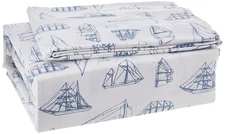 Nautica Whitewood Sail Blue King Bed Linen Set 100 Cotton Percale 200 TC