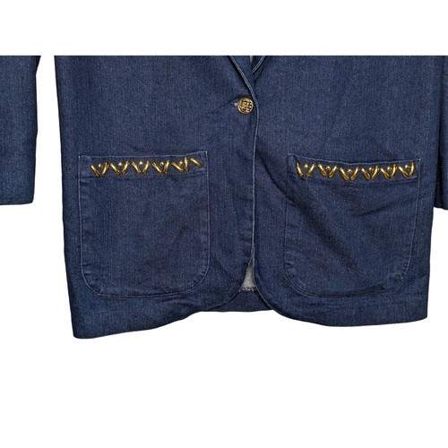 Blazer vaquero vintage Danielle adornado dorado con tachuelas pequeño - Imagen 3 de 6
