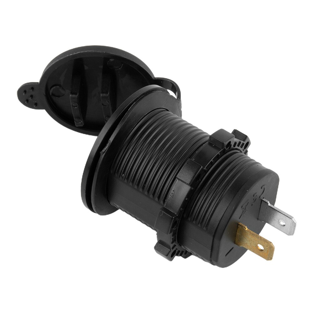 Dual USB Port Car Charger Power Outlet LED Display Waterproof and