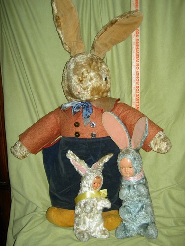 Adorable PAIR, vintage labeled: MARUEI mohair bunny rabbit toys - Picture 9 of 22