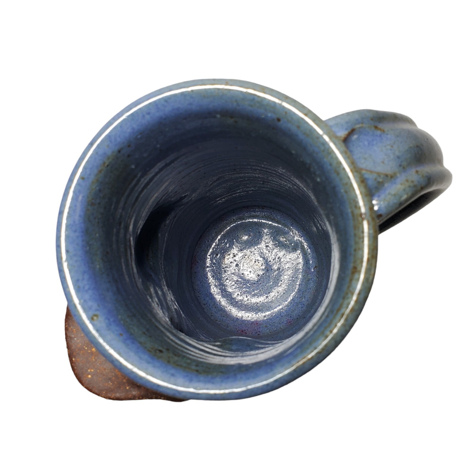 8" Tall Heavy Pottery Mug Ugly 3D Face Blue Stoneware Heavy Coffee Beer