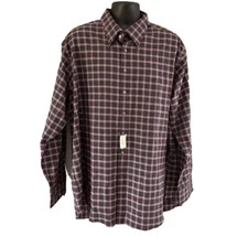 NWT Scott Barber Dress Shirt Gray/Purple/White Check Button-Up Long Sleeve