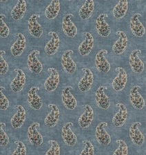 GP & J BAKER CURTAIN FABRIC 'PATOLA PAISLEY - BLUE' 3.4 METRES - CASPIAN COLL