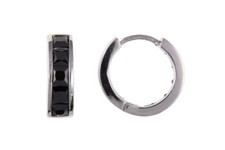 Pendiente Huggie Para Hombre Con Piedra Negra De Plata Esterlina Sólida