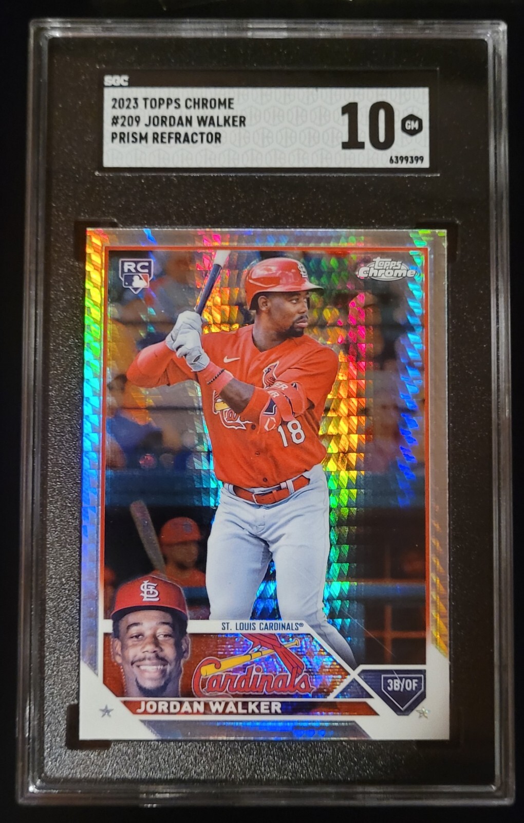 2023 Topps Chrome JORDAN WALKER Prism Refractor RC #209 SGC 10 Cardinals