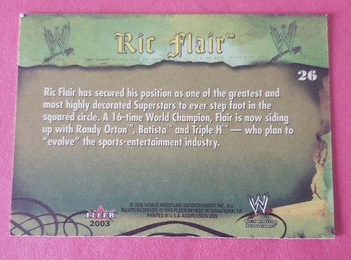 WWE CARD FLEER 2003 WWE AGGRESSION RIC FLAIR WWE HOF LEGEND SUPERSTAR - Photo 2 sur 2