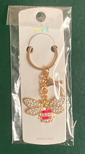 New Rhinestone Hot Pink Striped Bumble Bee Key Chain Handbag Charm