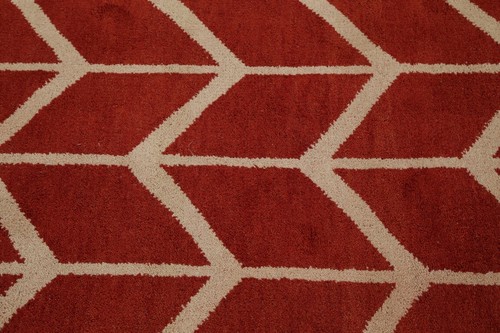 Red/ Ivory Moroccan Trellis Hand-knotted 9'x12' Area Rug Wool Living Room Carpet - Picture 7 of 11