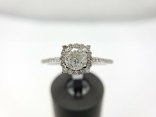 14k White Gold Natural Round Diamond Halo Engagement Ring