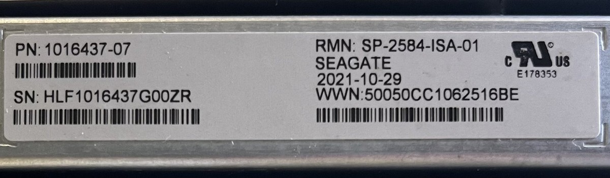 SEAGATE SP-2584 1016437-07 BAY HIGH DENSITY SAS STORAGE ARRAY DISK 