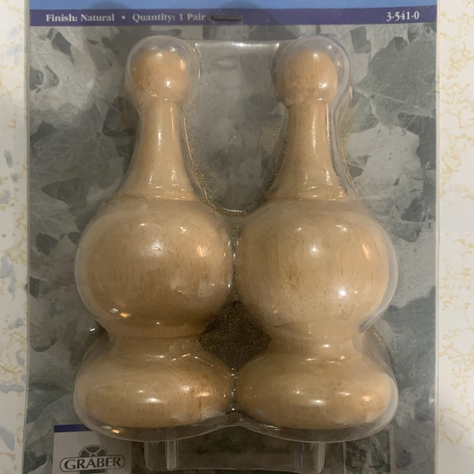 Extremos de poste de madera para cortinas Graber - Acabado natural 1-3/8" - Varilla de 35 mm Foto 4 de 4