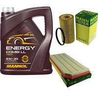 MANN-FILTER Inspektionspaket 5L Mannol Energy Combi Ll 5W-30 FüR Audi A3 S3