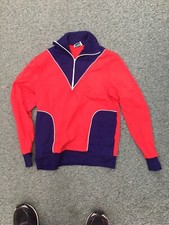 Vintage Kmart Track shirt jacket acrylic adult L 42-44 Red White Blue 1/4 zip