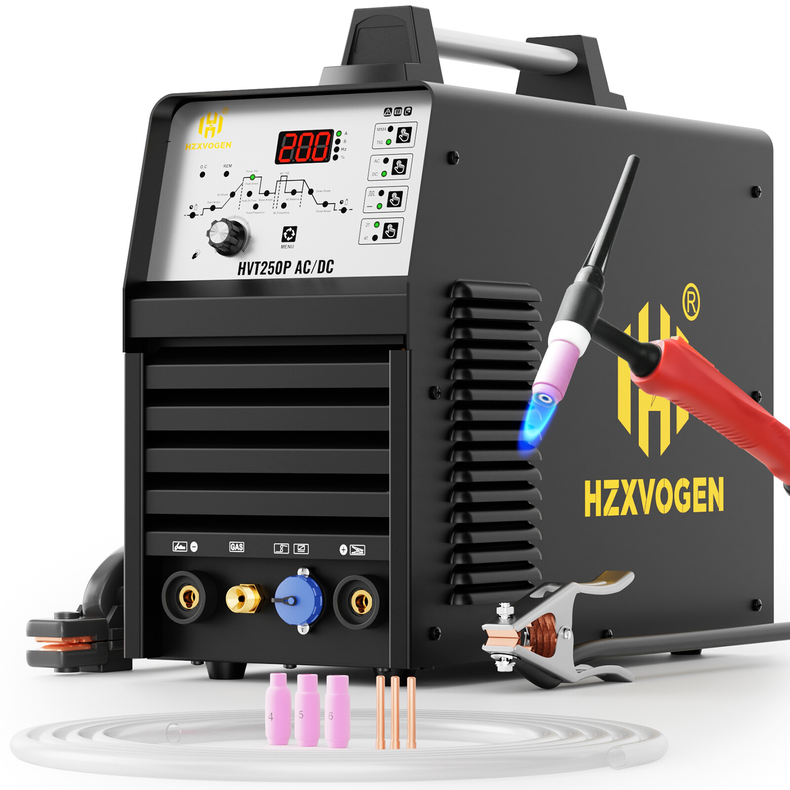 200A 6 IN 1 AC/DC HF TIG Alu Welder with Foot Pedal, Stick Spot Pulse TIG Welder