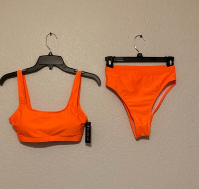 Tempt me bikini swimsuit neon orange size S 