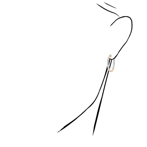 1.12CTW Real Diamond 10K Gold Yellow White Rose Inside Outside Hoop Earrings - Picture 4 of 21