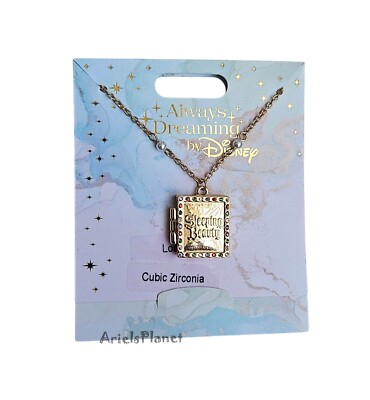 2025 Disney Parks Always Dreaming Sleeping Beauty Story Book Goldtone Necklace