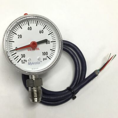 Millipore IPS 122 Type 1 Mykrolis Vacuum Switch 30inHg 100psi, 2'' Dial, 8-30VDC