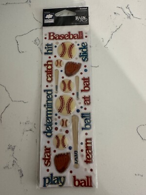 Cloud9 Design Rain Dots Baseball Words/Shapes 70PC Catch Slide Team Scrapbooking