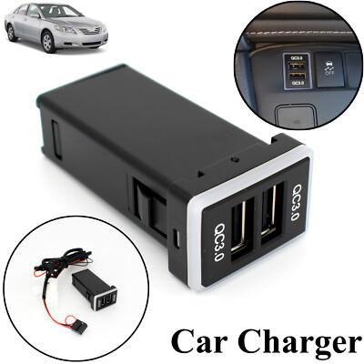 QC3.0 Dual USB Ladegerät Telefon Schnellladung DC12V Charge Für RAV4 Corolla