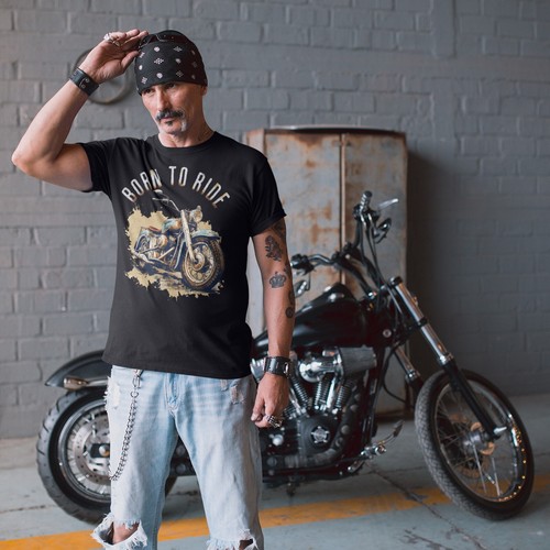 Born To Ride Biker tshirt Motorcycle t-shirt Motorbike Bike Chopper Cafe Racer - Picture 9 of 16