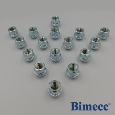 M14x2 Open Wheel Nuts Bimecc (Silver) x 16 Ford Transit Mk6 Mk7