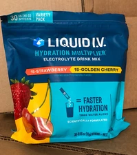 Liquid IV Hydration Multiplier Electrolyte Strawberry / Drink Cherry 30 Packets