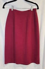 Jantzen Vintage Pencil Midi Red Wool Skirt, Waist 24"