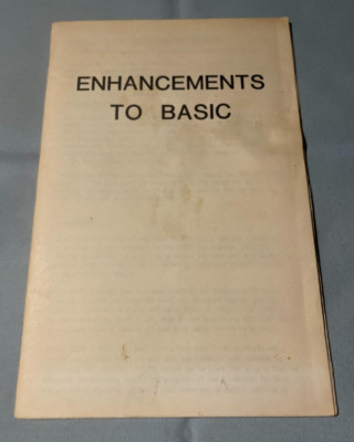 ENHANCEMENTS TO BASIC - Atari 400/800 Computer Software Manual ONLY - NO DISK!
