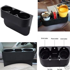 1x Car Truck Tan Brown Universal Black Cup Holder Drink Beverage Seat Gap wedge