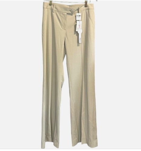 NWT CAbi Womens Wide Leg Trousers Pants Sz 6 Khaki Mid Rise Stretch Career