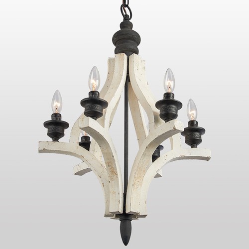 Reclaimed Distressed White Wood Candle 6 Light Chandelier Pendant Lighting Light Chandelier Pendant Lighting, Distressed White Candle Chandelier