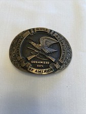 Vtg Brass NRA National Rifle Association of America Organized 1871 Belt Buckle