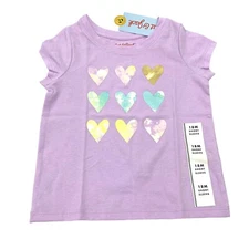 Cat & Jack Baby Girl Size 18M Short Sleeve T-Shirt Violet Heart