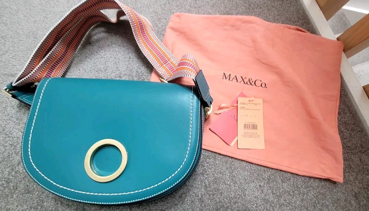 MAX MARA'S LITTLE SISTER MAX & CO LEATHER LUNA SHOULDER BAG RRP $400  NWT, Green image 9