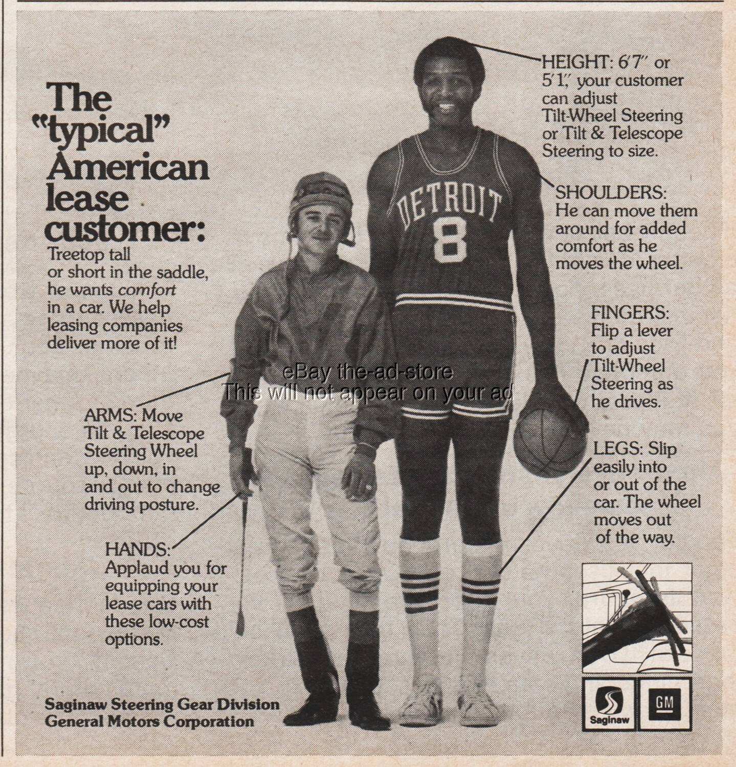 1974 Willie Norwood Detroit Pistons General Motors Saginaw Steering Gear Ad