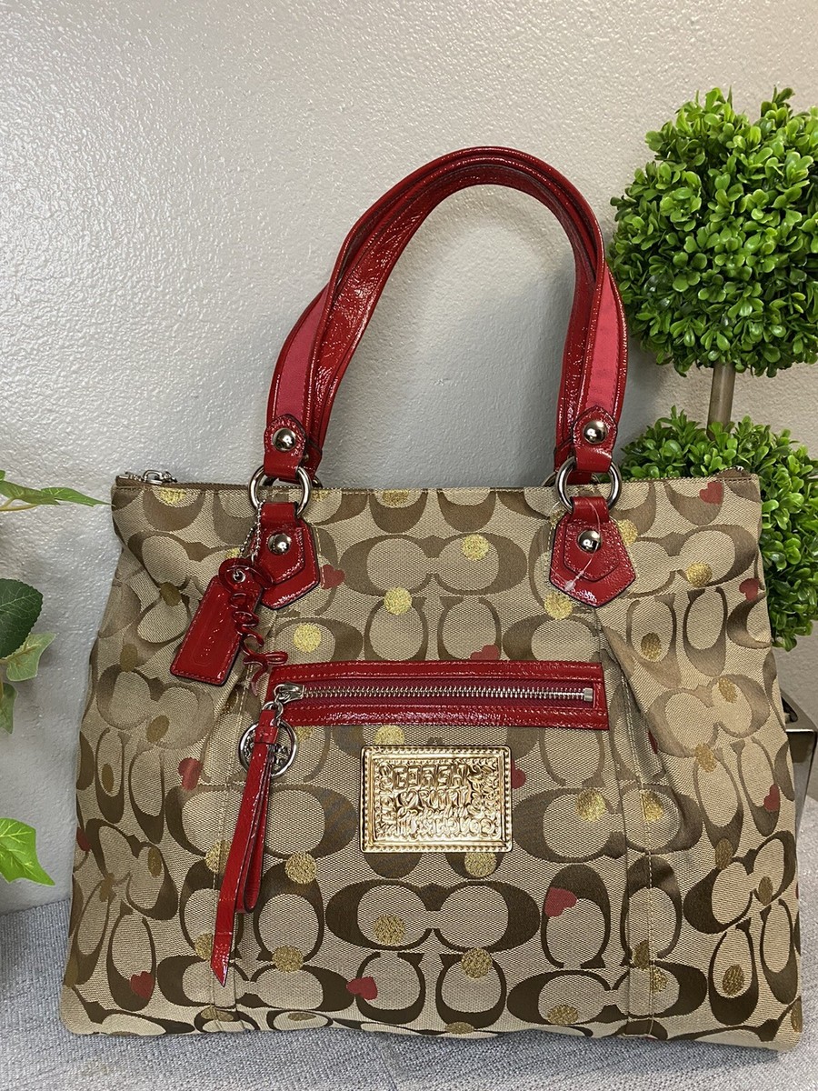 Coach Beige/Red Signature Canvas Poppy Laura Secret Admirer