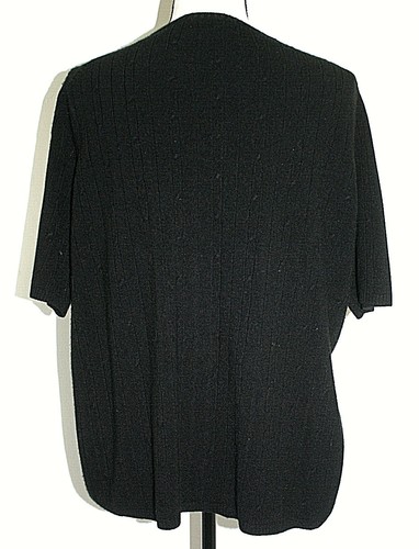 Knit Studio Womens 2X Sweater Top Black Short Sleeves Ribbed Crew Neck Soft - Picture 3 of 4