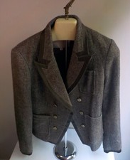 WALTER Women's Herringbone-Double Breasted-Wool Blend Blazer SZ 2 Brown/Ivory