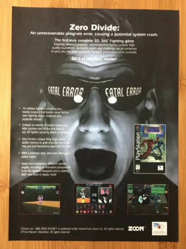 Zero Divide PS1 Saturn 1995 Vintage Video Game Poster Ad Print Official Promo
