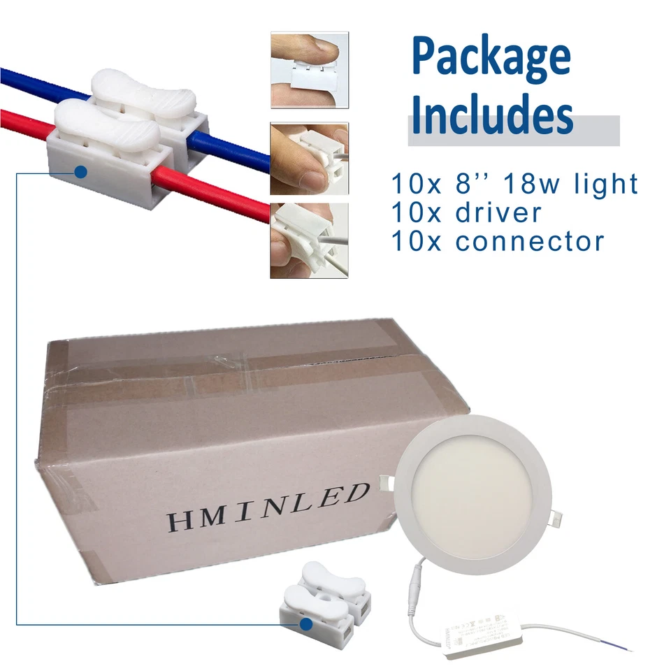 8inch Ultra-Thin LED Recessed Retrofits Kit Ceiling Lights Not Dimmable Light Foto 4 de 4