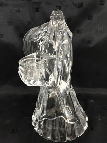 USA Crystal/Cristal Lead DePlomo Clear Glass Very Heavy Angel Candle Holder - Bild 4 von 9